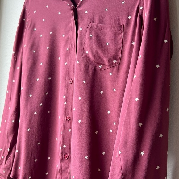 Rails Kate Merlot Twinkle Button Up Silk Collared Long Sleeve Shirt Maroon Sz S - Picture 8 of 16